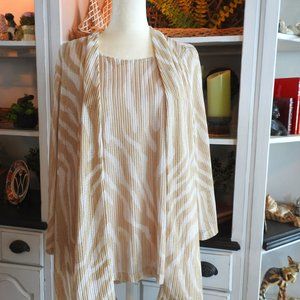 Chicos Travelers beige and white lightweight woven shell and jacket